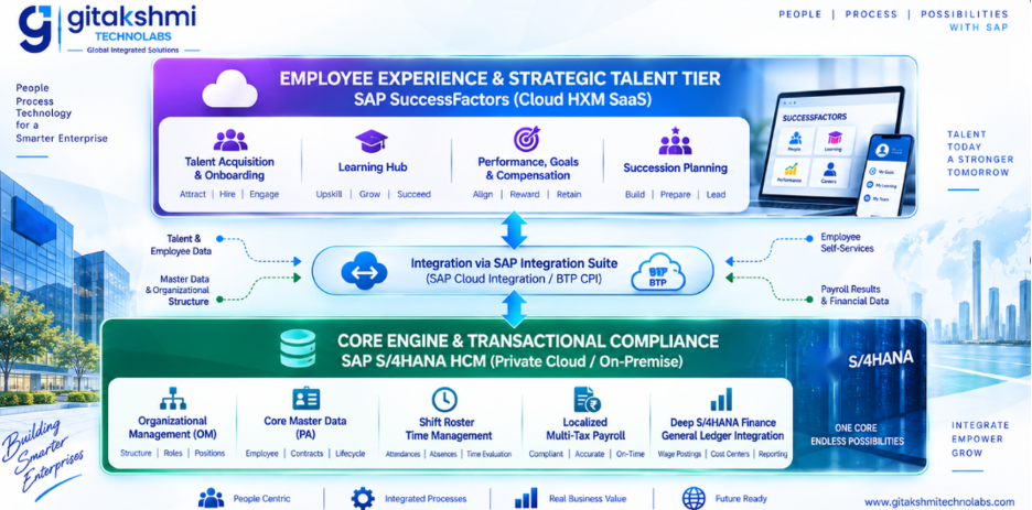 SAP HCM workforce modernization case study showing before and after improvements in payroll processing time, payroll accuracy, unified position management and audit compliance